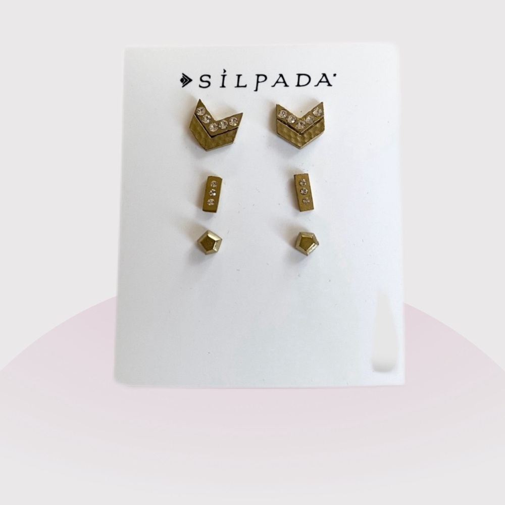 Silpada KR Gold and CZ Earring - Picture 2 of 5